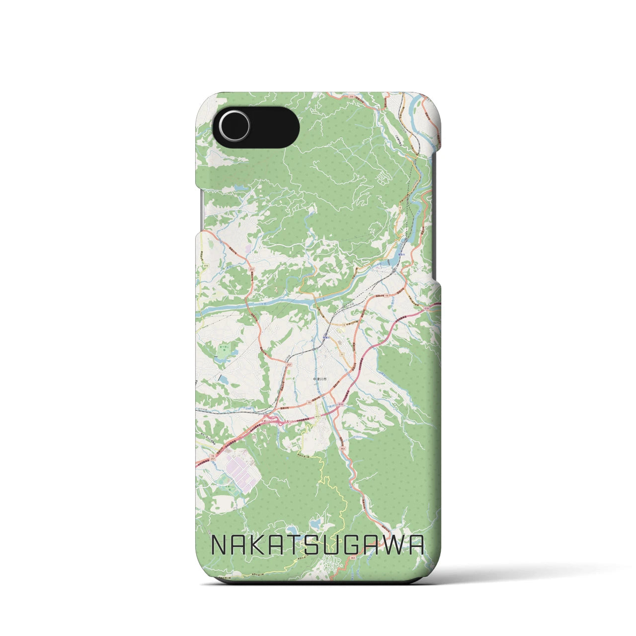 【中津川】地図柄iPhoneケース（バックカバータイプ・ナチュラル）iPhone SE（第3 / 第2世代） / 8 / 7 / 6s / 6 用