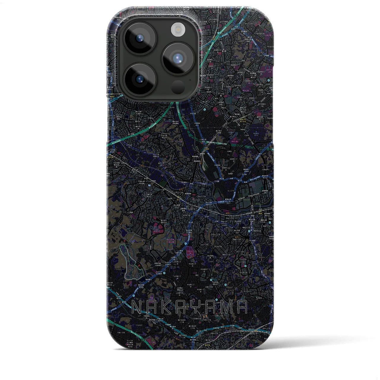 【中山】地図柄iPhoneケース（バックカバータイプ・ブラック）iPhone 15 Pro Max 用