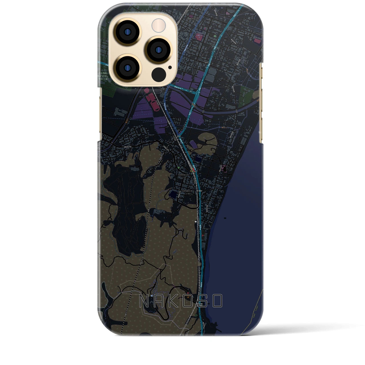 【勿来】地図柄iPhoneケース（バックカバータイプ・ブラック）iPhone 12 Pro Max 用