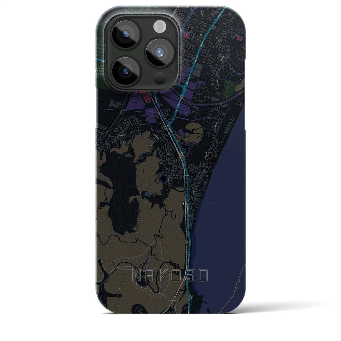 【勿来】地図柄iPhoneケース（バックカバータイプ・ブラック）iPhone 15 Pro Max 用