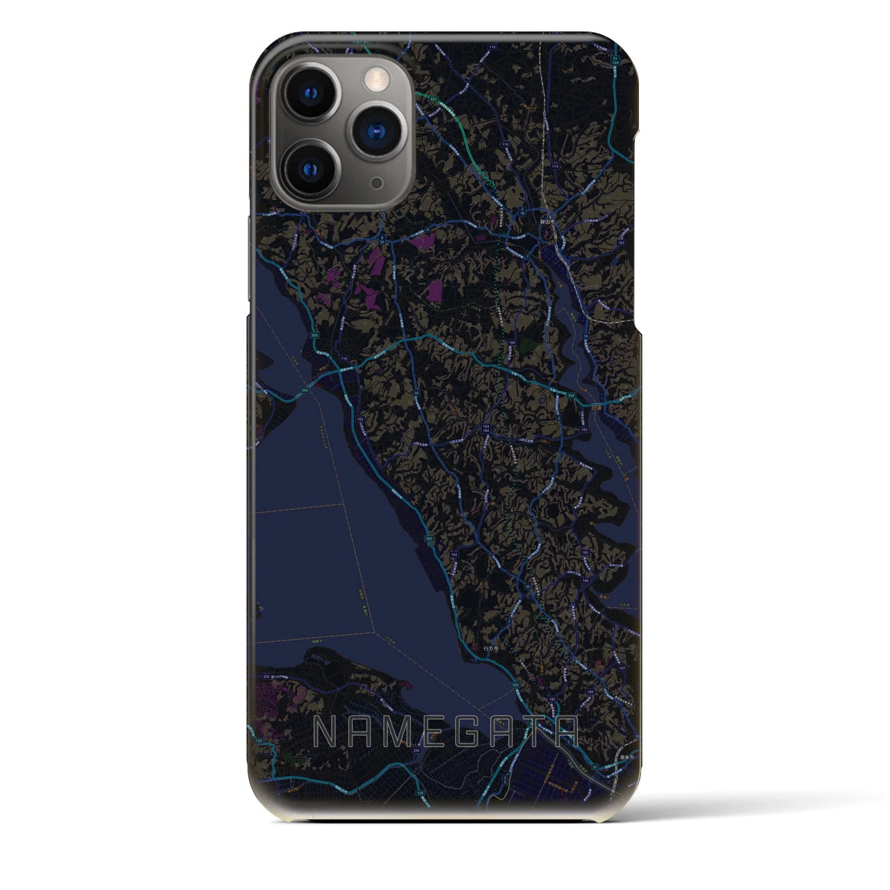【行方】地図柄iPhoneケース（バックカバータイプ・ブラック）iPhone 11 Pro Max 用