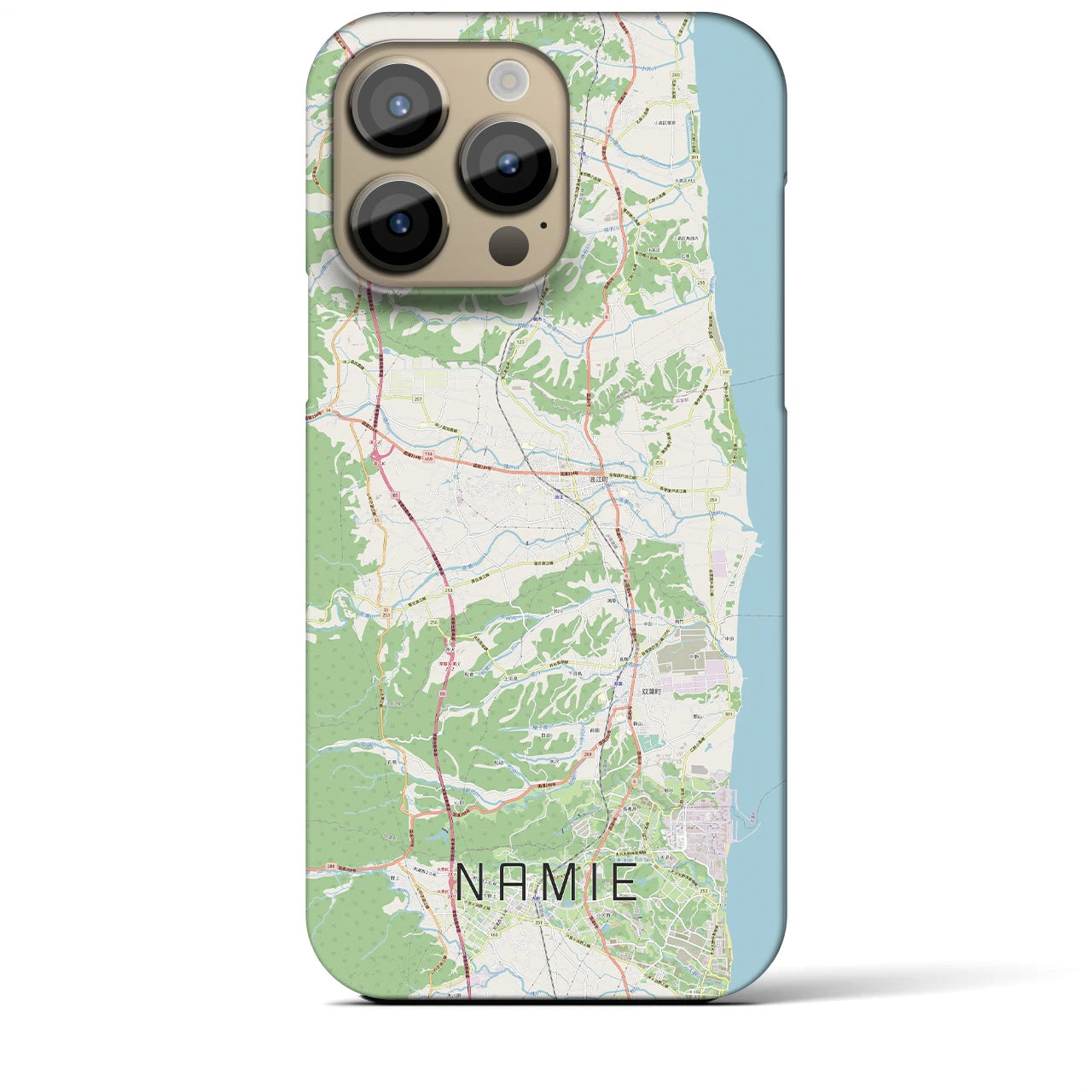 【浪江】地図柄iPhoneケース（バックカバータイプ・ナチュラル）iPhone 14 Pro Max 用