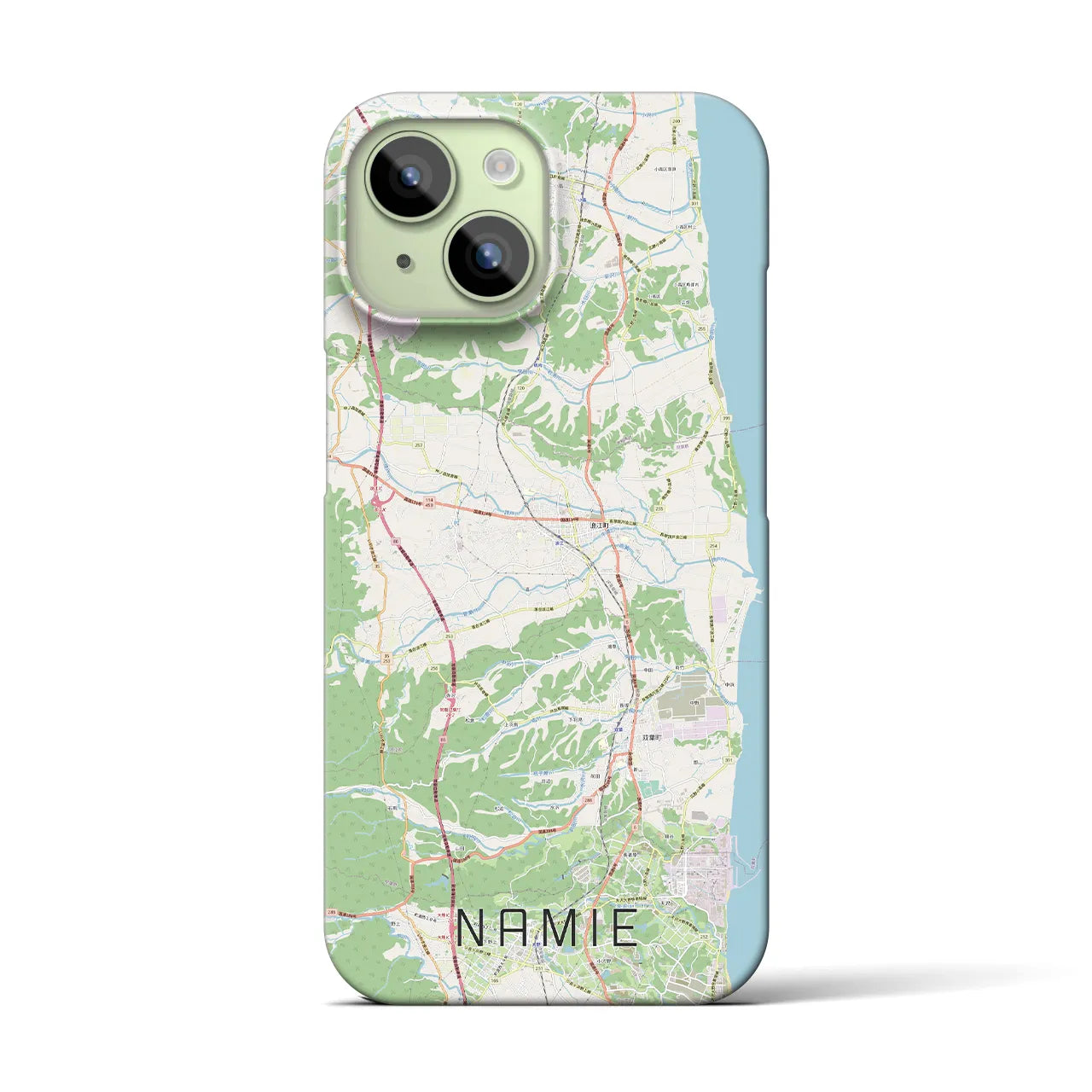 【浪江】地図柄iPhoneケース（バックカバータイプ・ナチュラル）iPhone 15 用