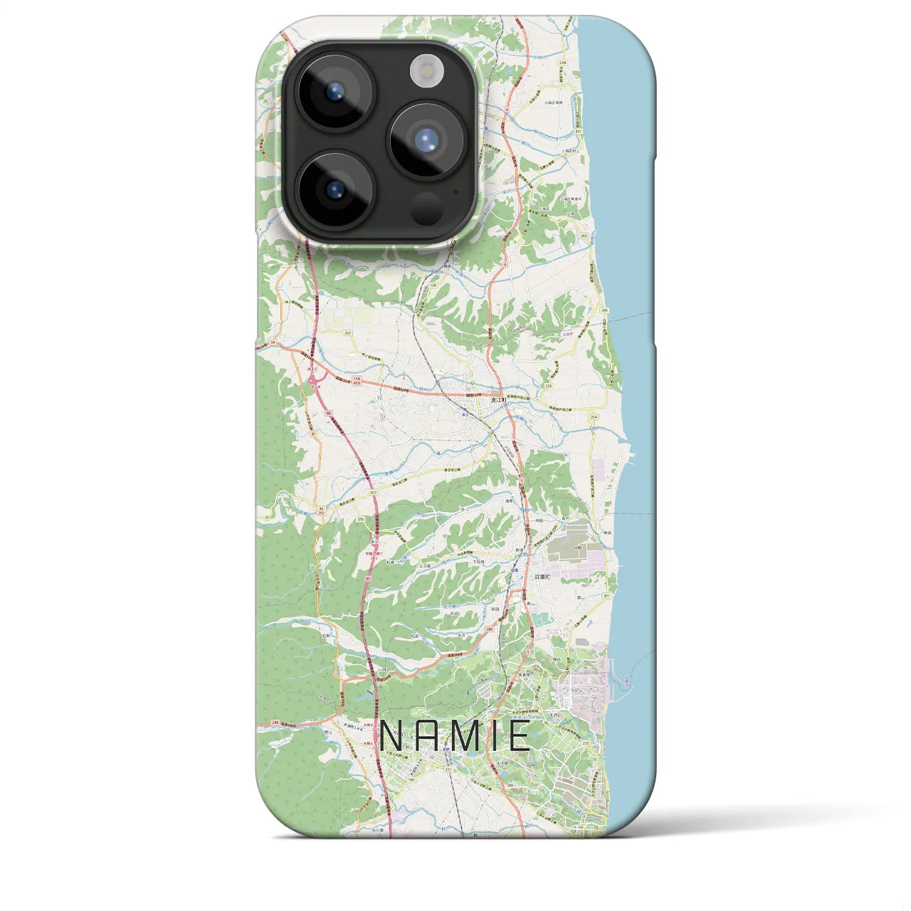 【浪江】地図柄iPhoneケース（バックカバータイプ・ナチュラル）iPhone 15 Pro Max 用