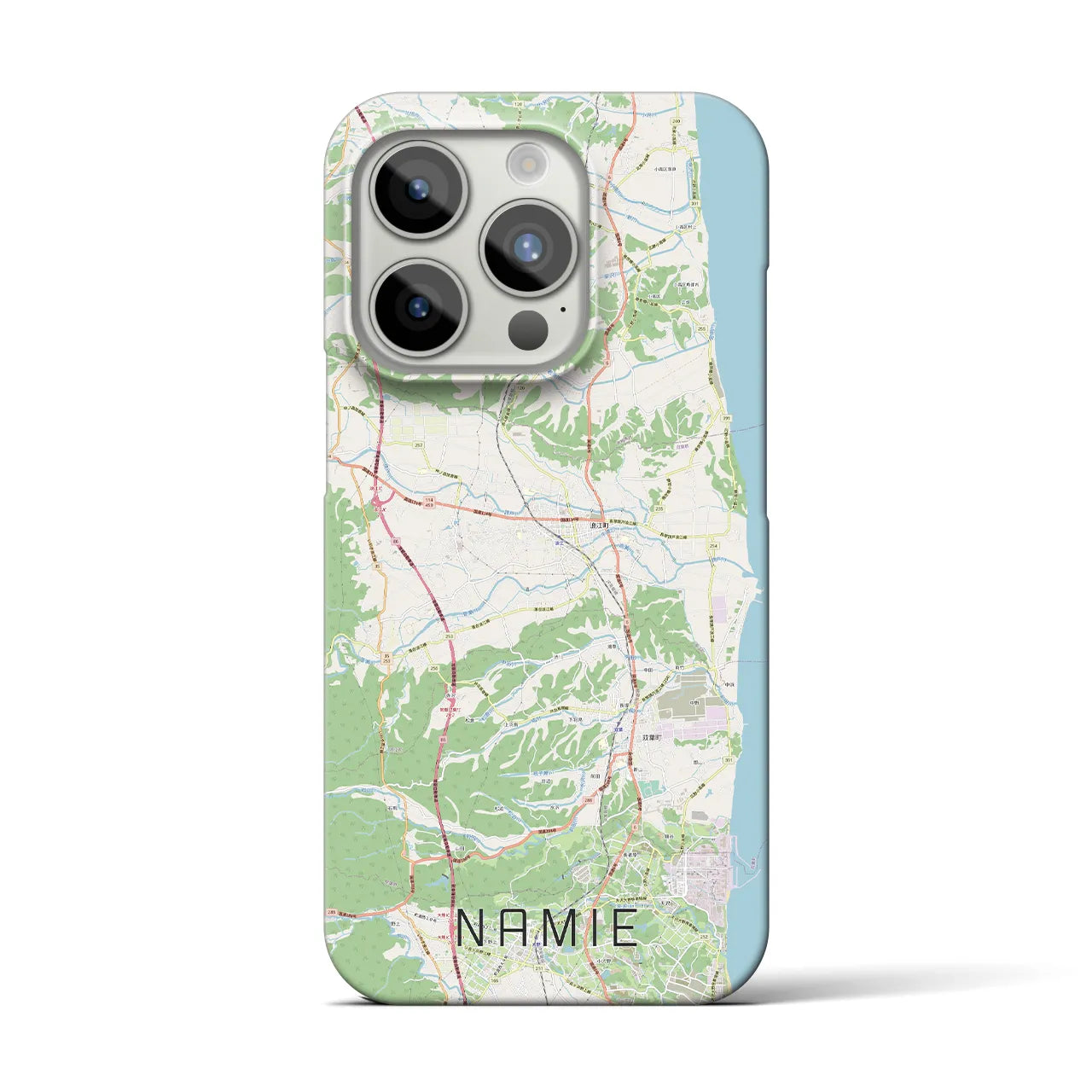 【浪江】地図柄iPhoneケース（バックカバータイプ・ナチュラル）iPhone 15 Pro 用