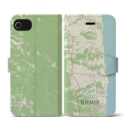 【浪江（福島県）】地図柄iPhoneケース（手帳タイプ）ナチュラル・iPhone SE（第3 / 第2世代） / 8 / 7 / 6s / 6 用