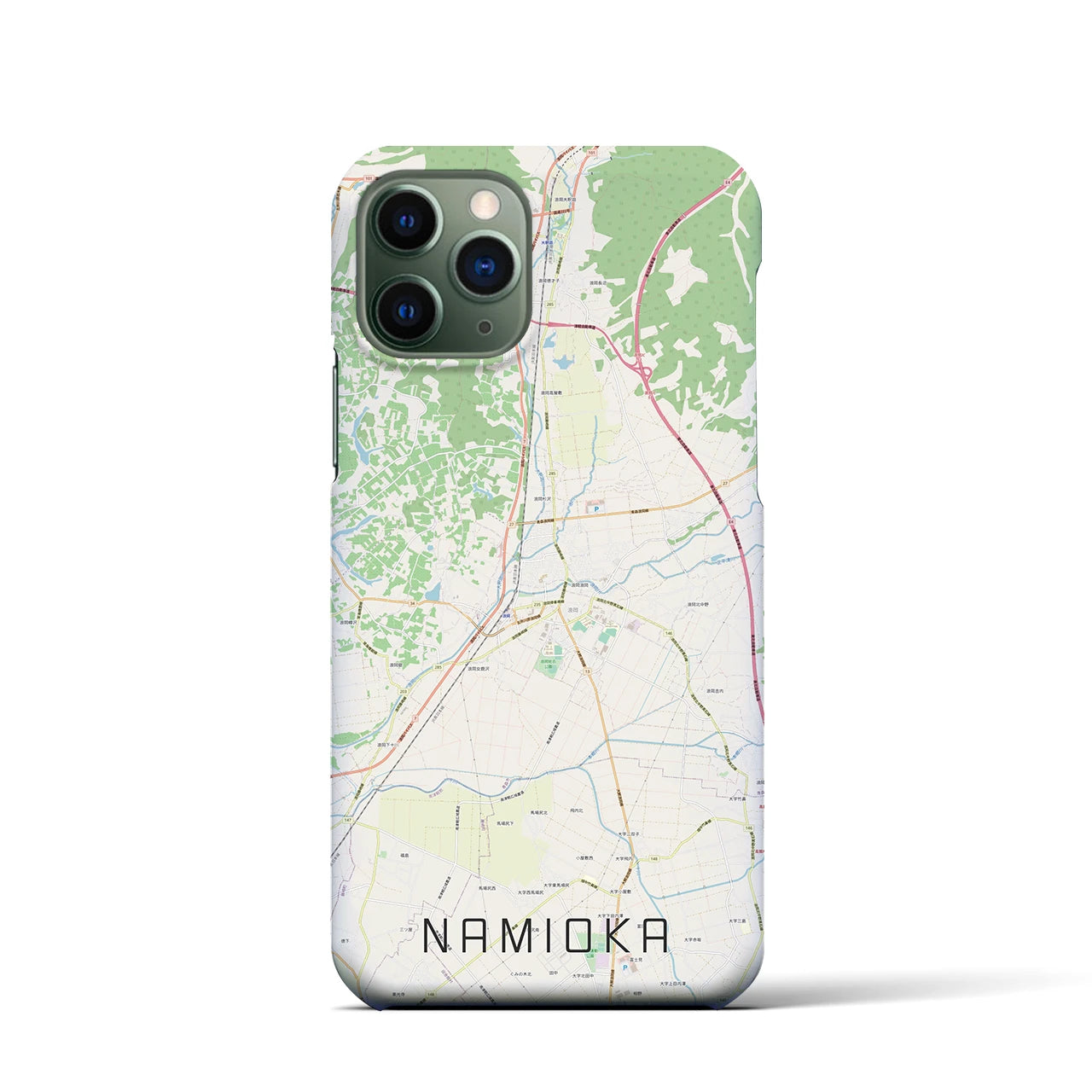 【浪岡】地図柄iPhoneケース（バックカバータイプ・ナチュラル）iPhone 11 Pro 用