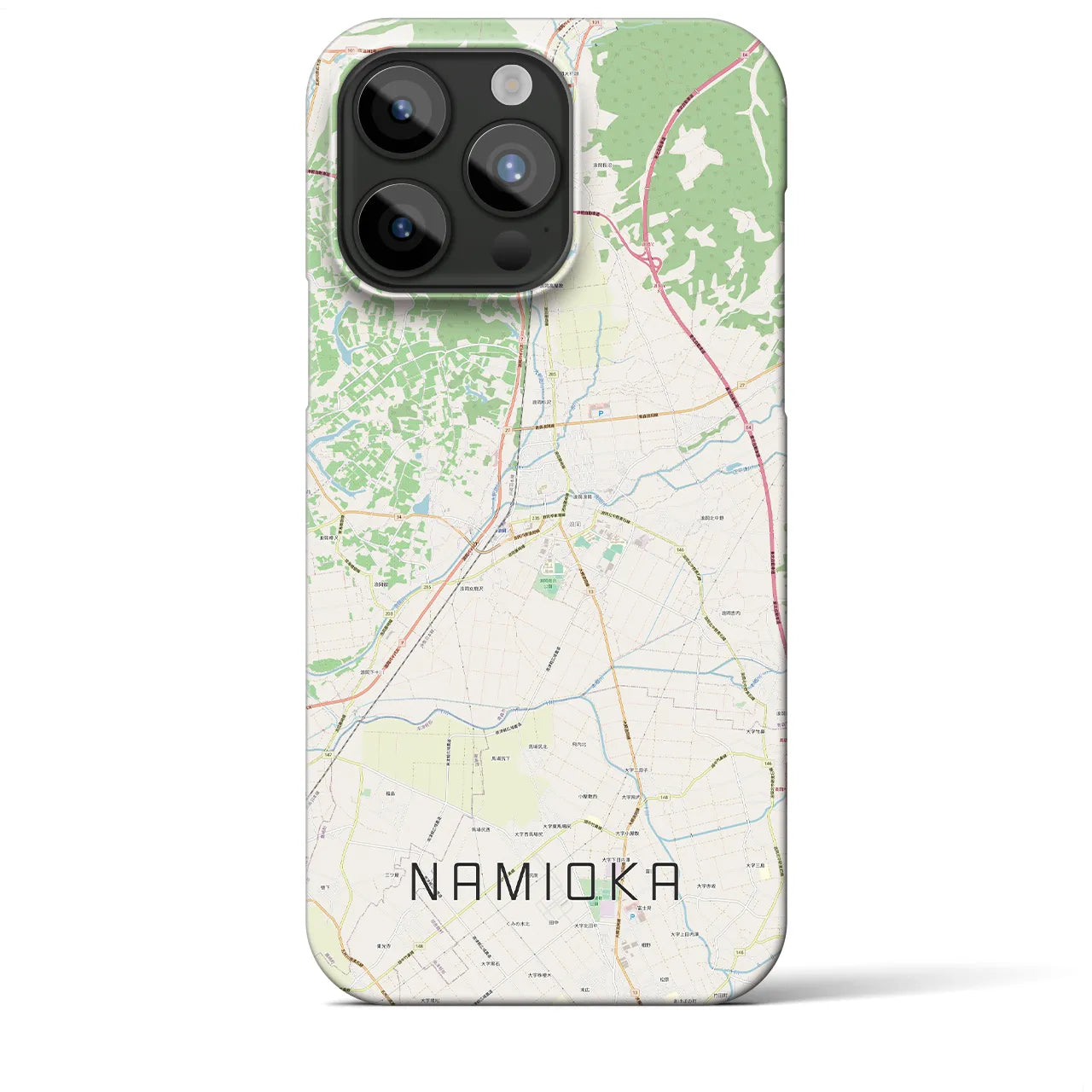 【浪岡】地図柄iPhoneケース（バックカバータイプ・ナチュラル）iPhone 15 Pro Max 用