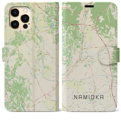 【浪岡】地図柄iPhoneケース（手帳両面タイプ・ナチュラル）iPhone 12 Pro Max 用