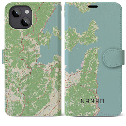 【七尾（石川県）】地図柄iPhoneケース（手帳タイプ）ナチュラル・iPhone 14 Plus 用