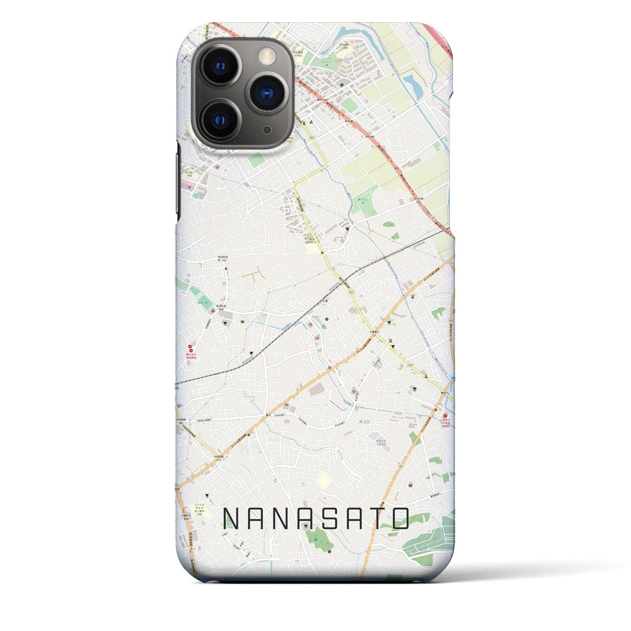 【七里】地図柄iPhoneケース（バックカバータイプ・ナチュラル）iPhone 11 Pro Max 用