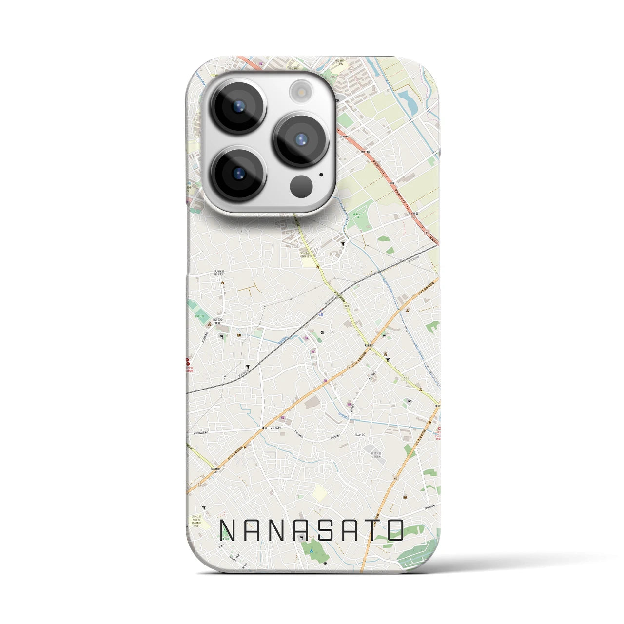 【七里】地図柄iPhoneケース（バックカバータイプ・ナチュラル）iPhone 14 Pro 用