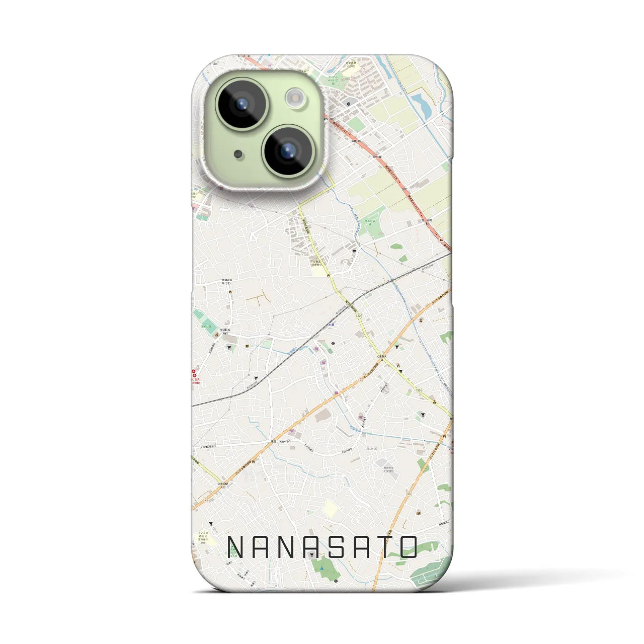 【七里】地図柄iPhoneケース（バックカバータイプ・ナチュラル）iPhone 15 用