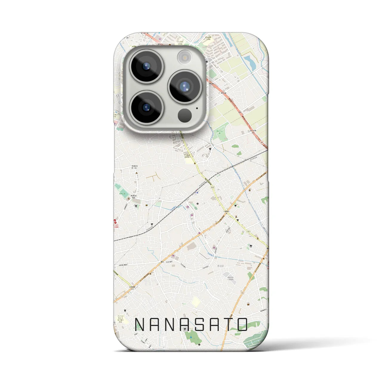 【七里】地図柄iPhoneケース（バックカバータイプ・ナチュラル）iPhone 15 Pro 用