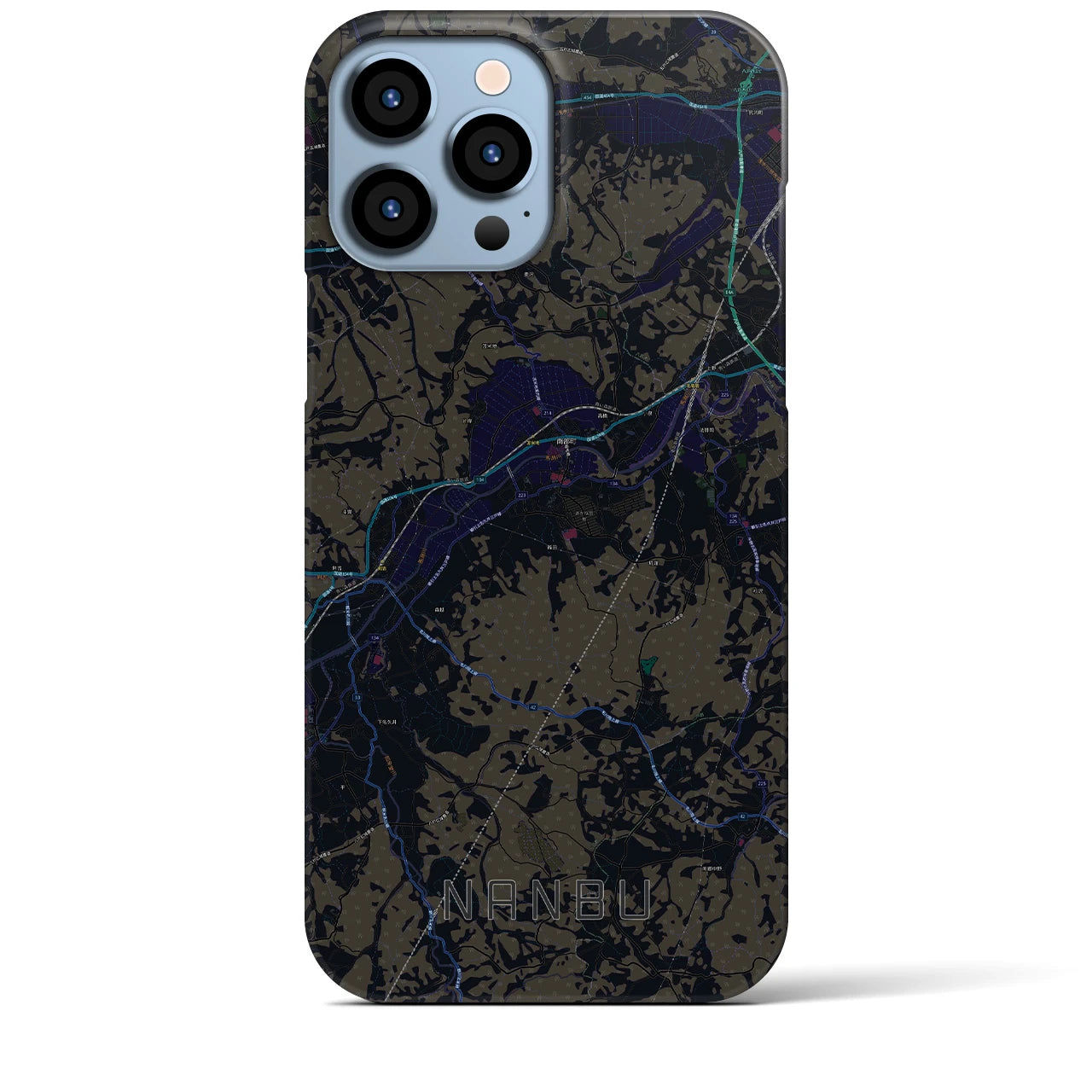 【南部】地図柄iPhoneケース（バックカバータイプ・ブラック）iPhone 13 Pro Max 用
