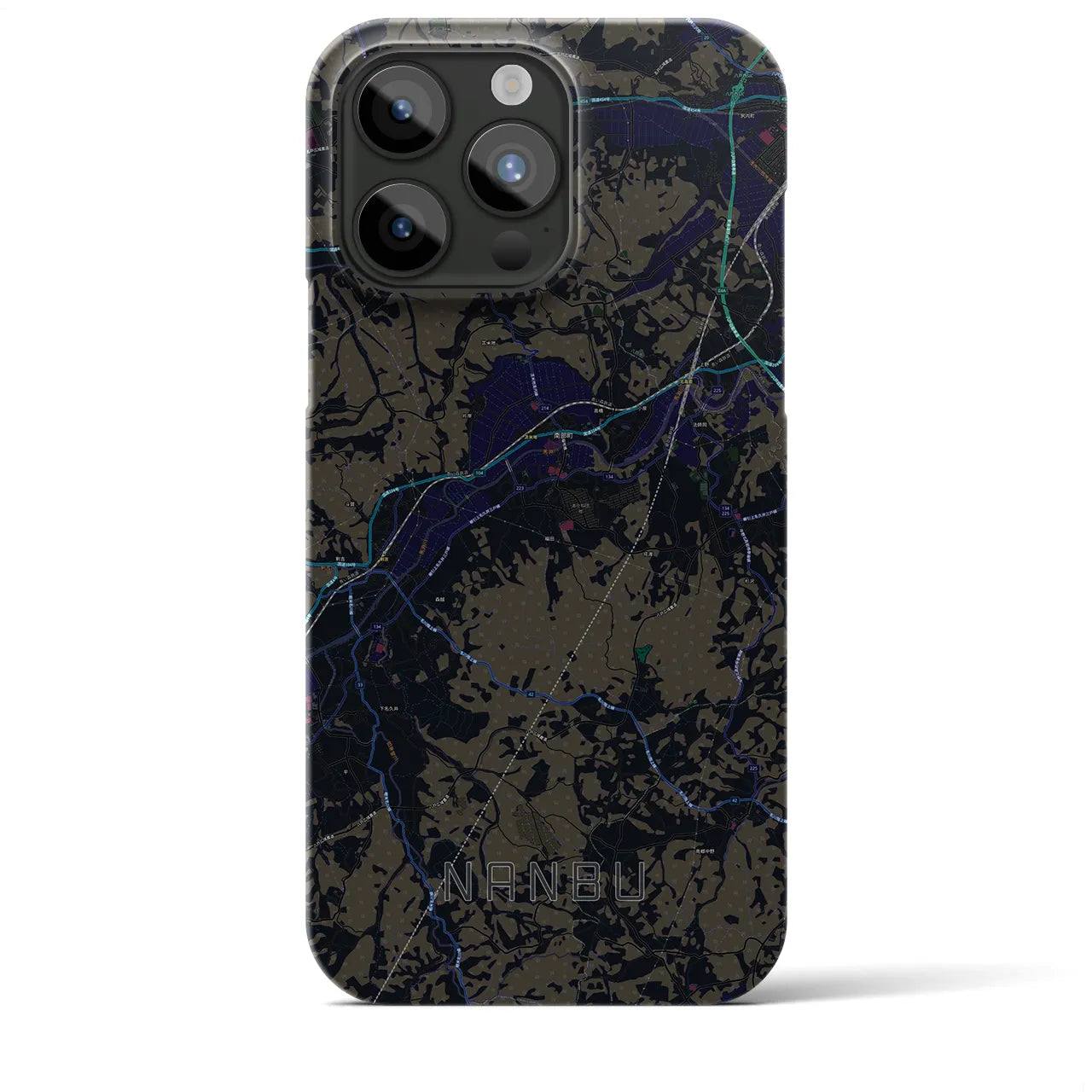 【南部】地図柄iPhoneケース（バックカバータイプ・ブラック）iPhone 15 Pro Max 用