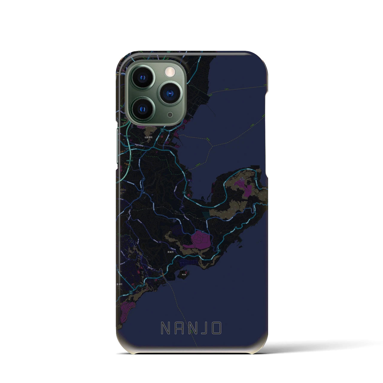 【南城】地図柄iPhoneケース（バックカバータイプ・ブラック）iPhone 11 Pro 用