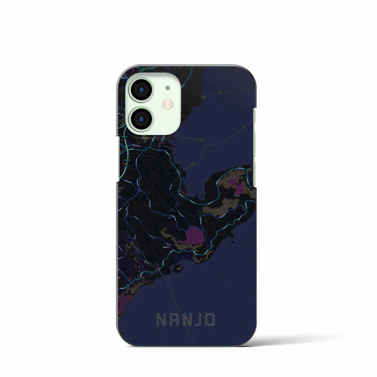 【南城】地図柄iPhoneケース（バックカバータイプ・ブラック）iPhone 12 mini 用