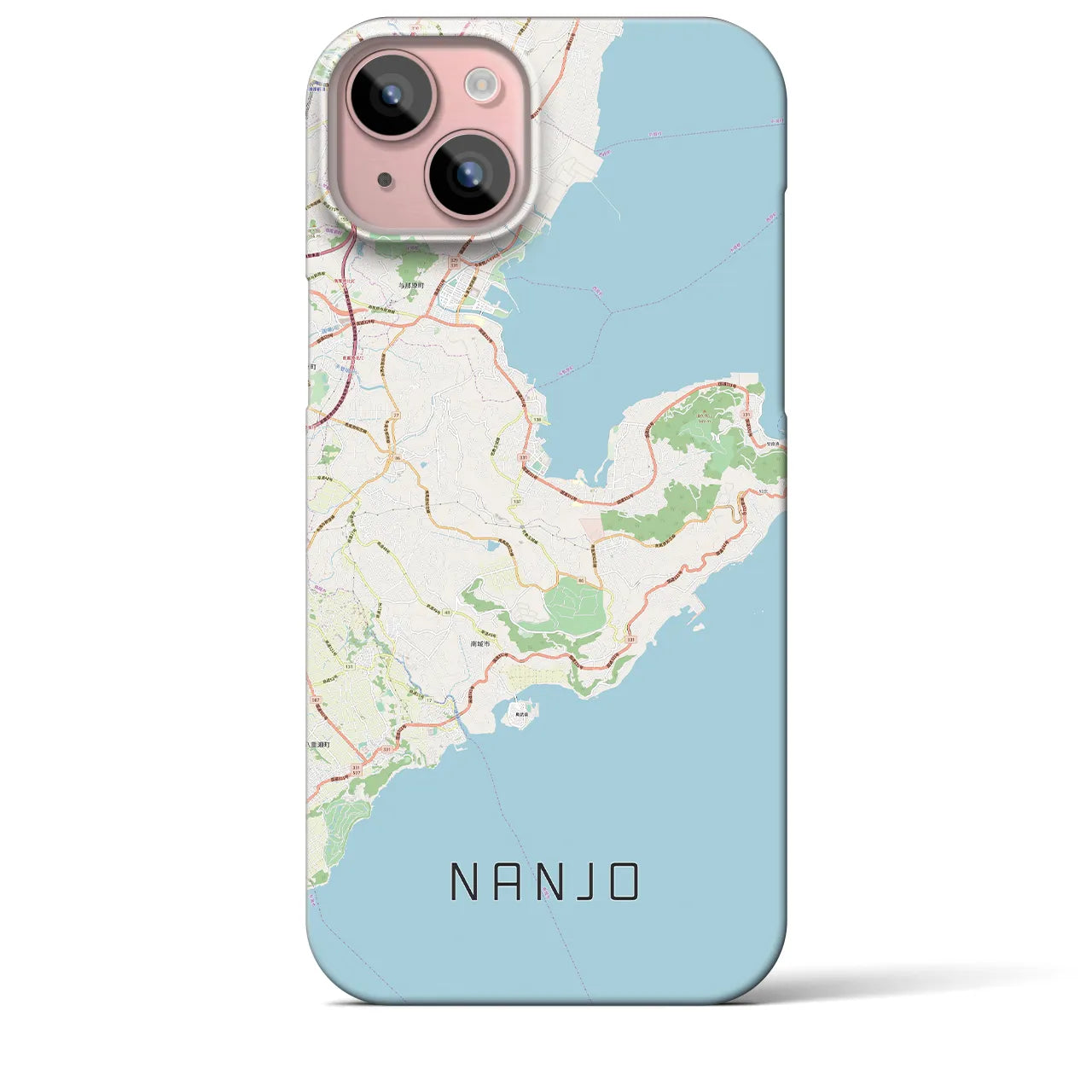 【南城】地図柄iPhoneケース（バックカバータイプ・ナチュラル）iPhone 15 Plus 用