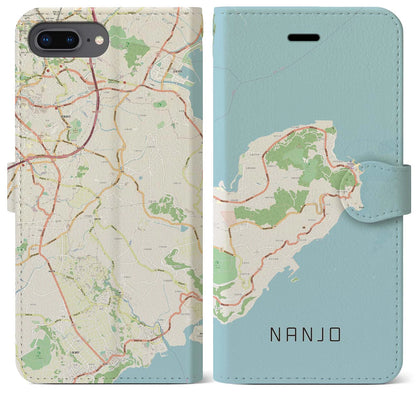 【南城（沖縄県）】地図柄iPhoneケース（手帳タイプ）ナチュラル・iPhone 8Plus /7Plus / 6sPlus / 6Plus 用