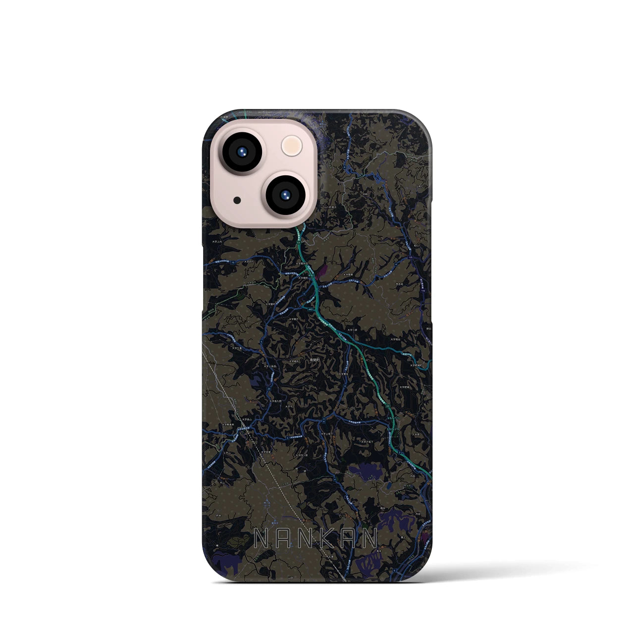 【南関】地図柄iPhoneケース（バックカバータイプ・ブラック）iPhone 13 mini 用