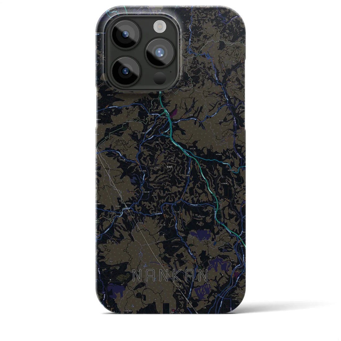【南関】地図柄iPhoneケース（バックカバータイプ・ブラック）iPhone 15 Pro Max 用