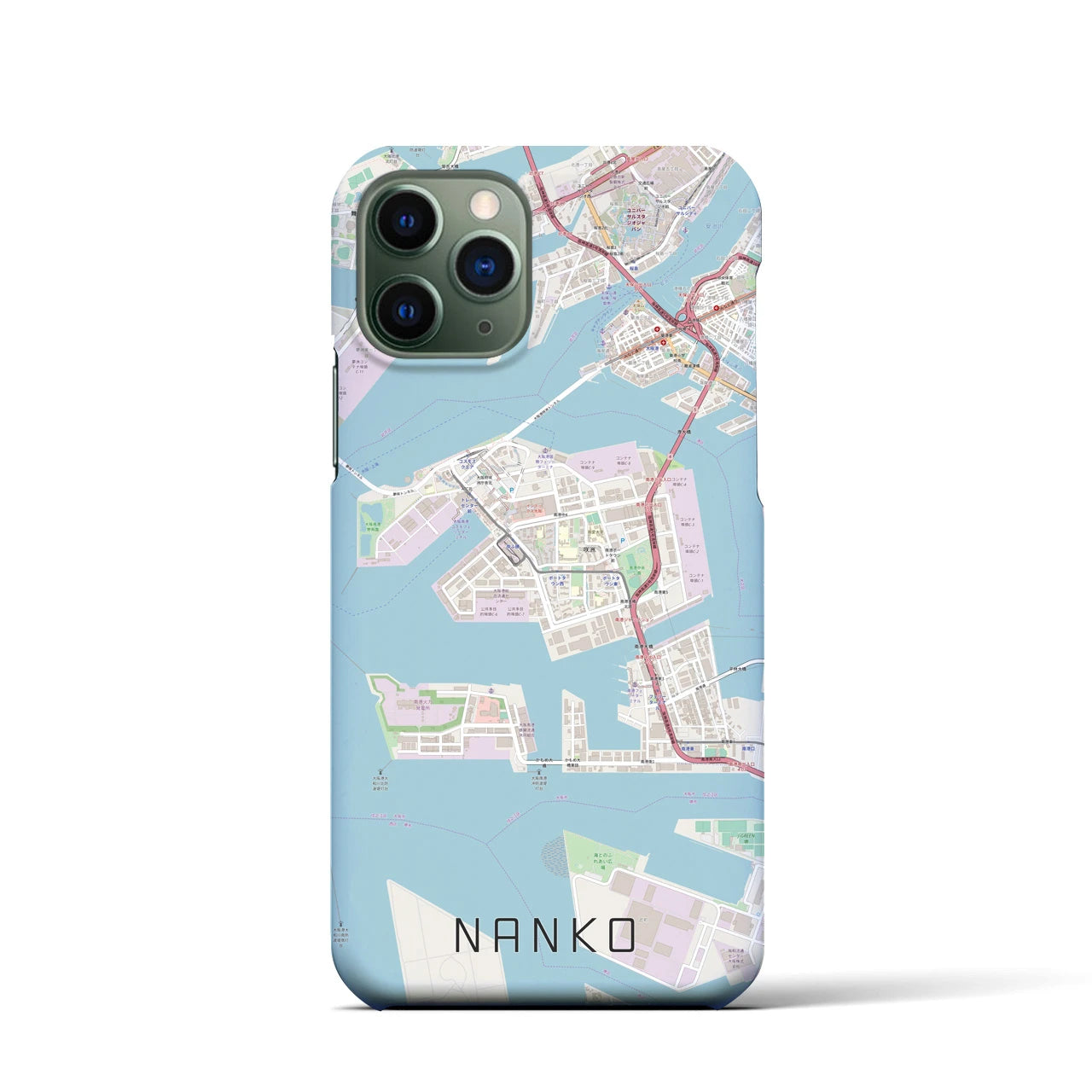 【南港】地図柄iPhoneケース（バックカバータイプ・ナチュラル）iPhone 11 Pro 用