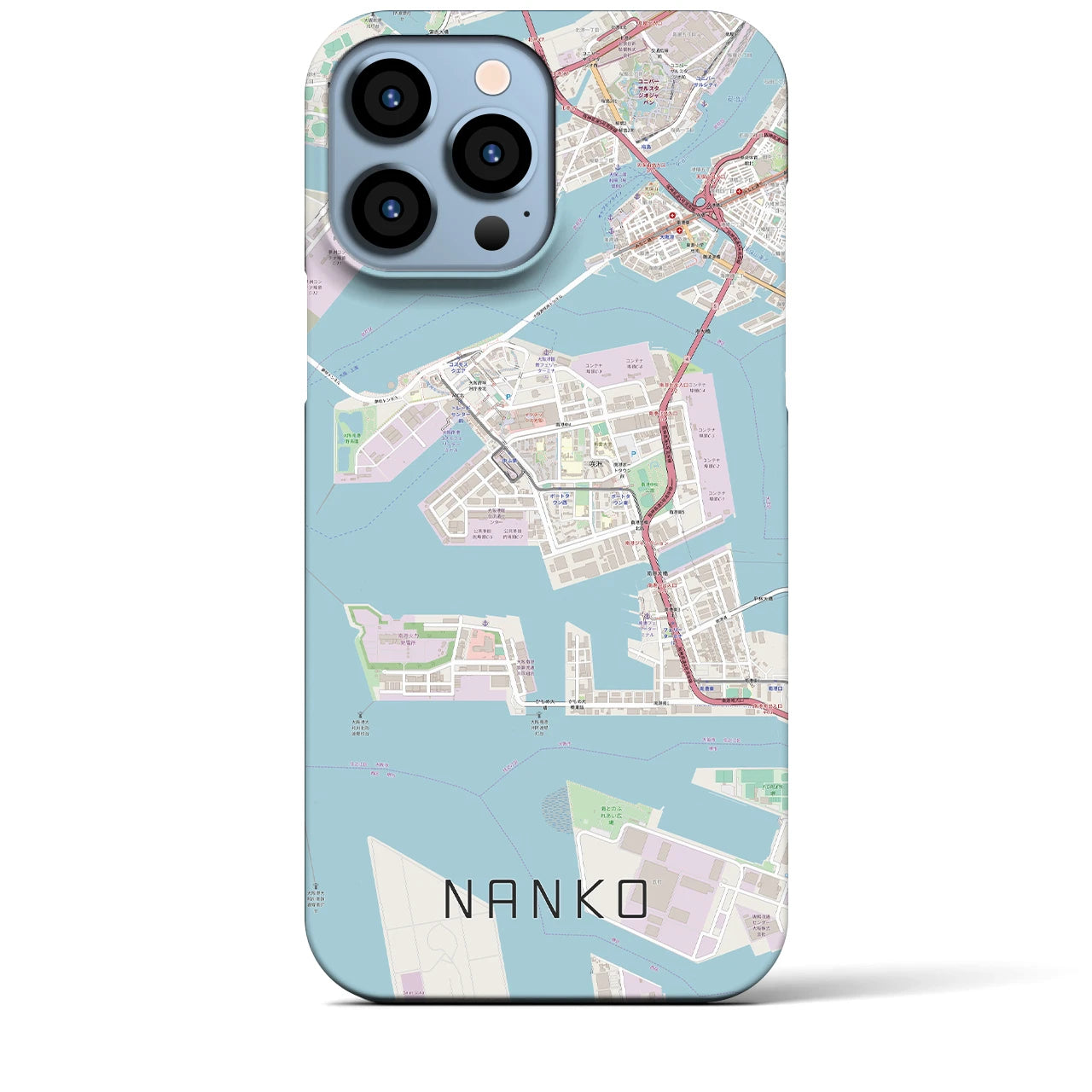 【南港】地図柄iPhoneケース（バックカバータイプ・ナチュラル）iPhone 13 Pro Max 用