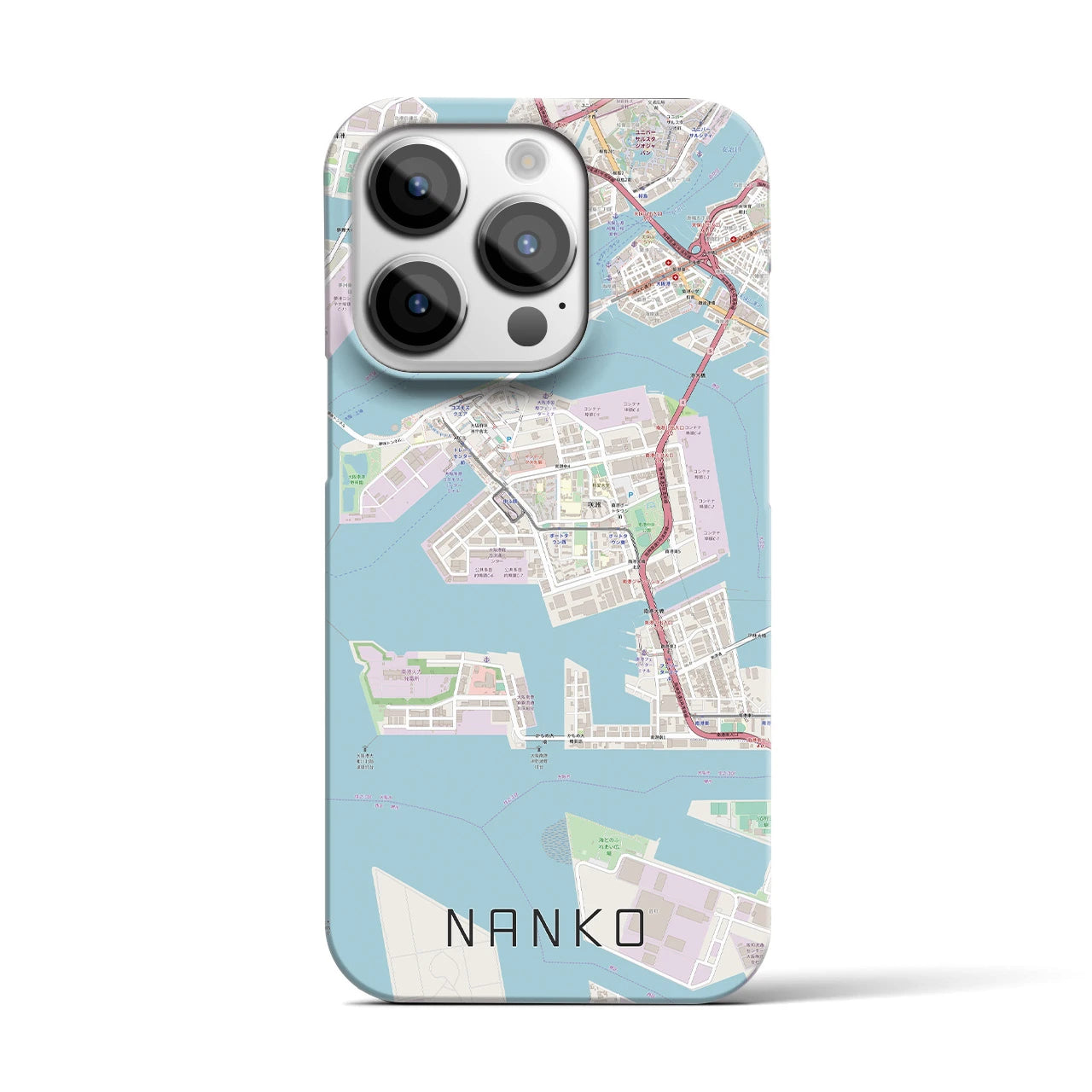 【南港】地図柄iPhoneケース（バックカバータイプ・ナチュラル）iPhone 14 Pro 用