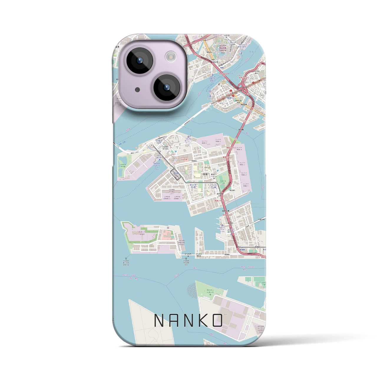 【南港】地図柄iPhoneケース（バックカバータイプ・ナチュラル）iPhone 14 用