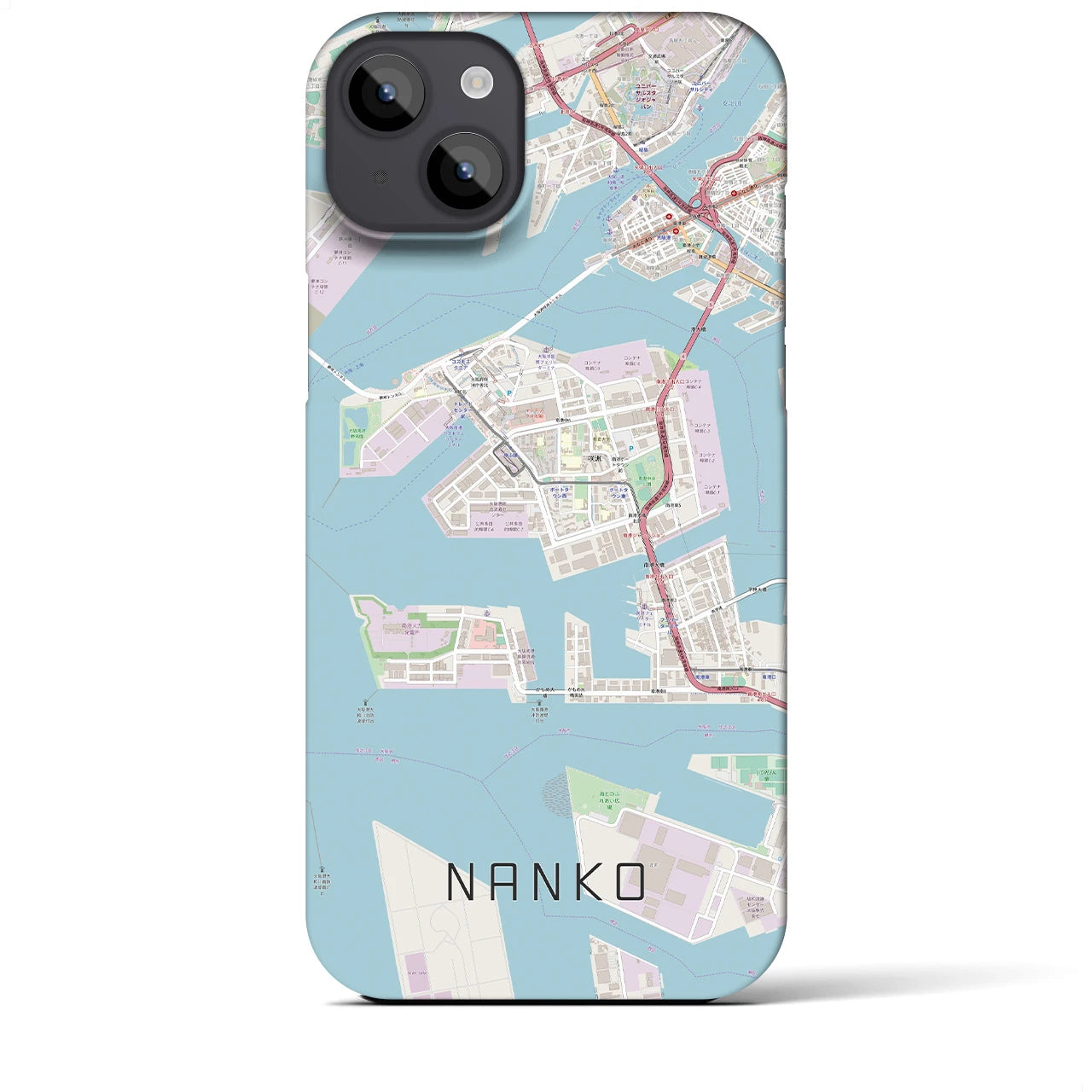 【南港】地図柄iPhoneケース（バックカバータイプ・ナチュラル）iPhone 14 Plus 用