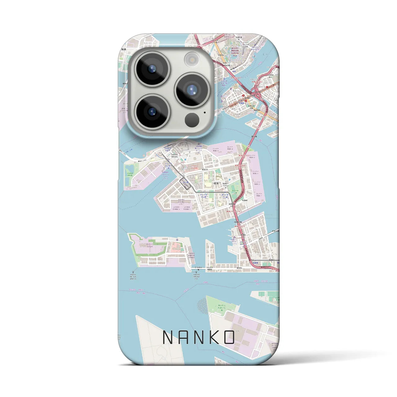 【南港】地図柄iPhoneケース（バックカバータイプ・ナチュラル）iPhone 15 Pro 用