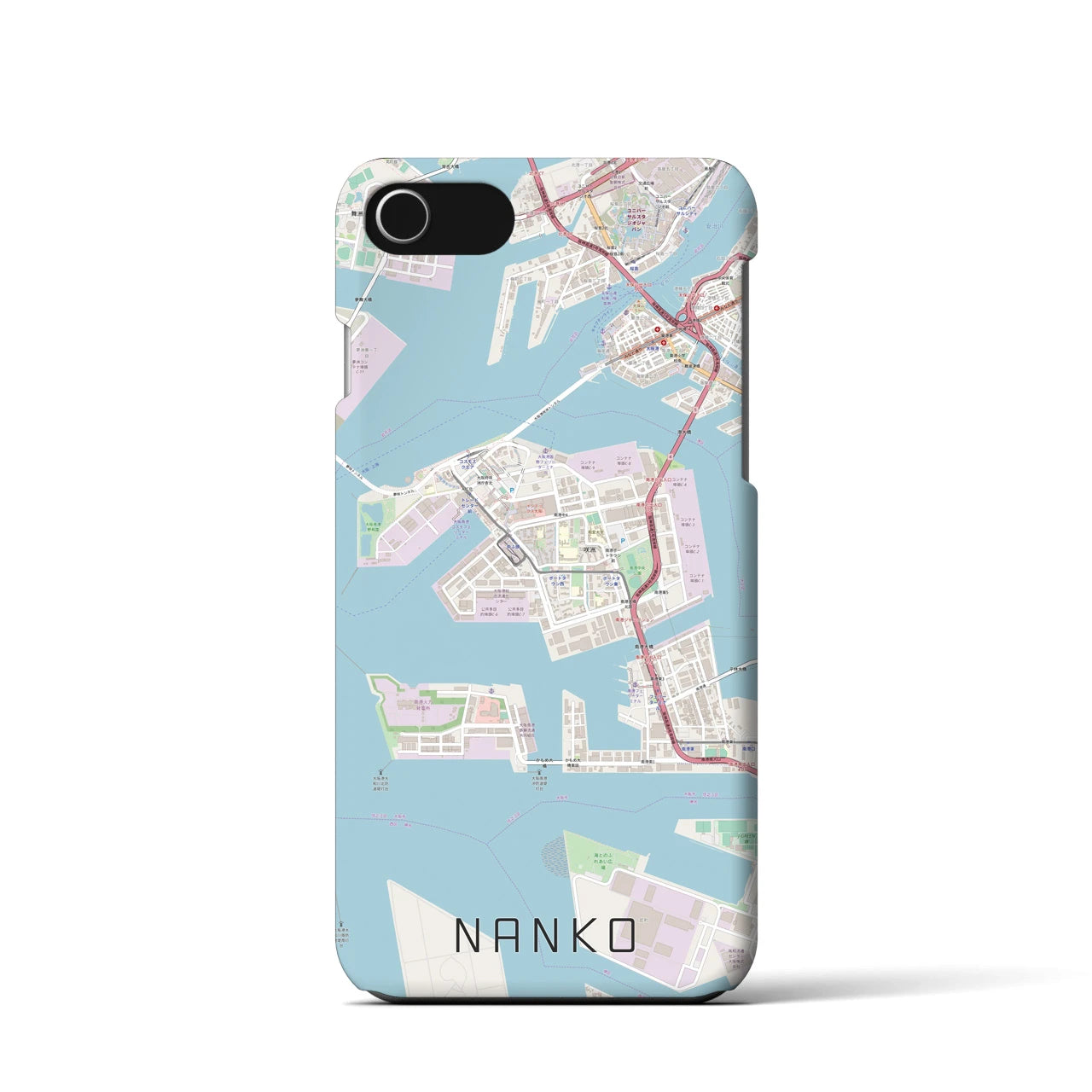 【南港】地図柄iPhoneケース（バックカバータイプ・ナチュラル）iPhone SE（第3 / 第2世代） / 8 / 7 / 6s / 6 用