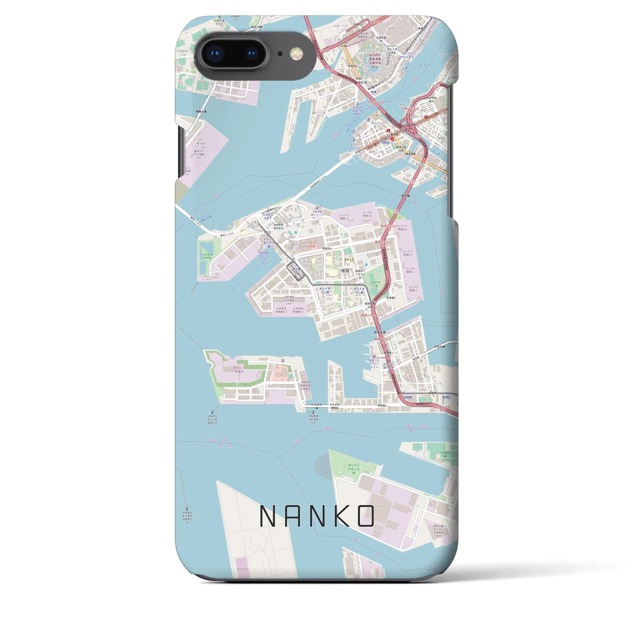【南港】地図柄iPhoneケース（バックカバータイプ・ナチュラル）iPhone 8Plus /7Plus / 6sPlus / 6Plus 用