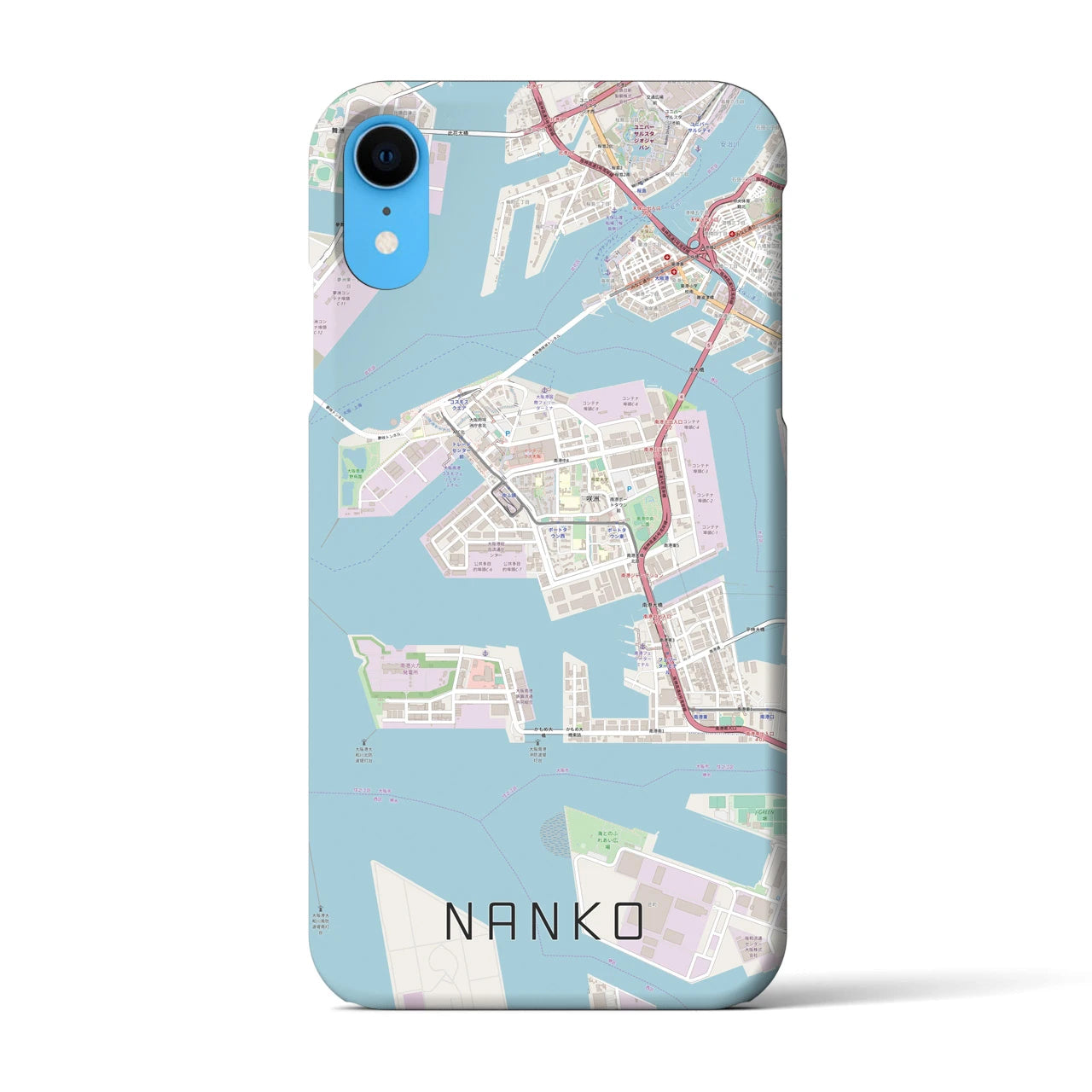 【南港】地図柄iPhoneケース（バックカバータイプ・ナチュラル）iPhone XR 用