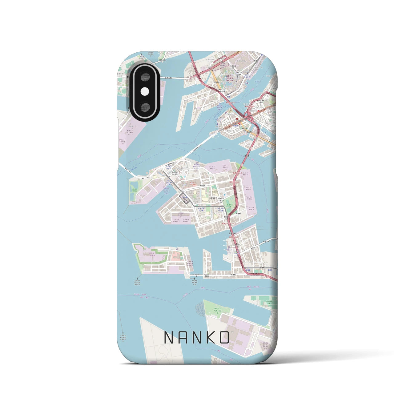 【南港】地図柄iPhoneケース（バックカバータイプ・ナチュラル）iPhone XS / X 用