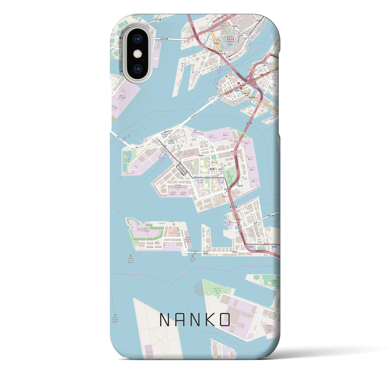 【南港】地図柄iPhoneケース（バックカバータイプ・ナチュラル）iPhone XS Max 用
