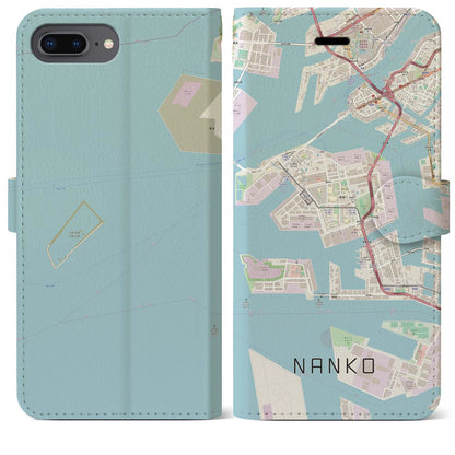 【南港（大阪府）】地図柄iPhoneケース（手帳タイプ）ナチュラル・iPhone 8Plus /7Plus / 6sPlus / 6Plus 用