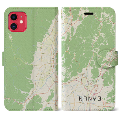【南陽（山形県）】地図柄iPhoneケース（手帳タイプ）ナチュラル・iPhone 11 用