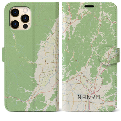 【南陽（山形県）】地図柄iPhoneケース（手帳タイプ）ナチュラル・iPhone 12 Pro Max 用