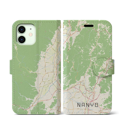 【南陽（山形県）】地図柄iPhoneケース（手帳タイプ）ナチュラル・iPhone 12 mini 用