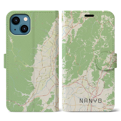 【南陽（山形県）】地図柄iPhoneケース（手帳タイプ）ナチュラル・iPhone 13 用