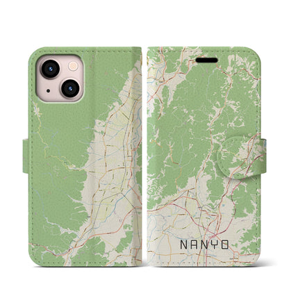 【南陽（山形県）】地図柄iPhoneケース（手帳タイプ）ナチュラル・iPhone 13 mini 用