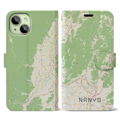 【南陽（山形県）】地図柄iPhoneケース（手帳タイプ）ナチュラル・iPhone 15 用