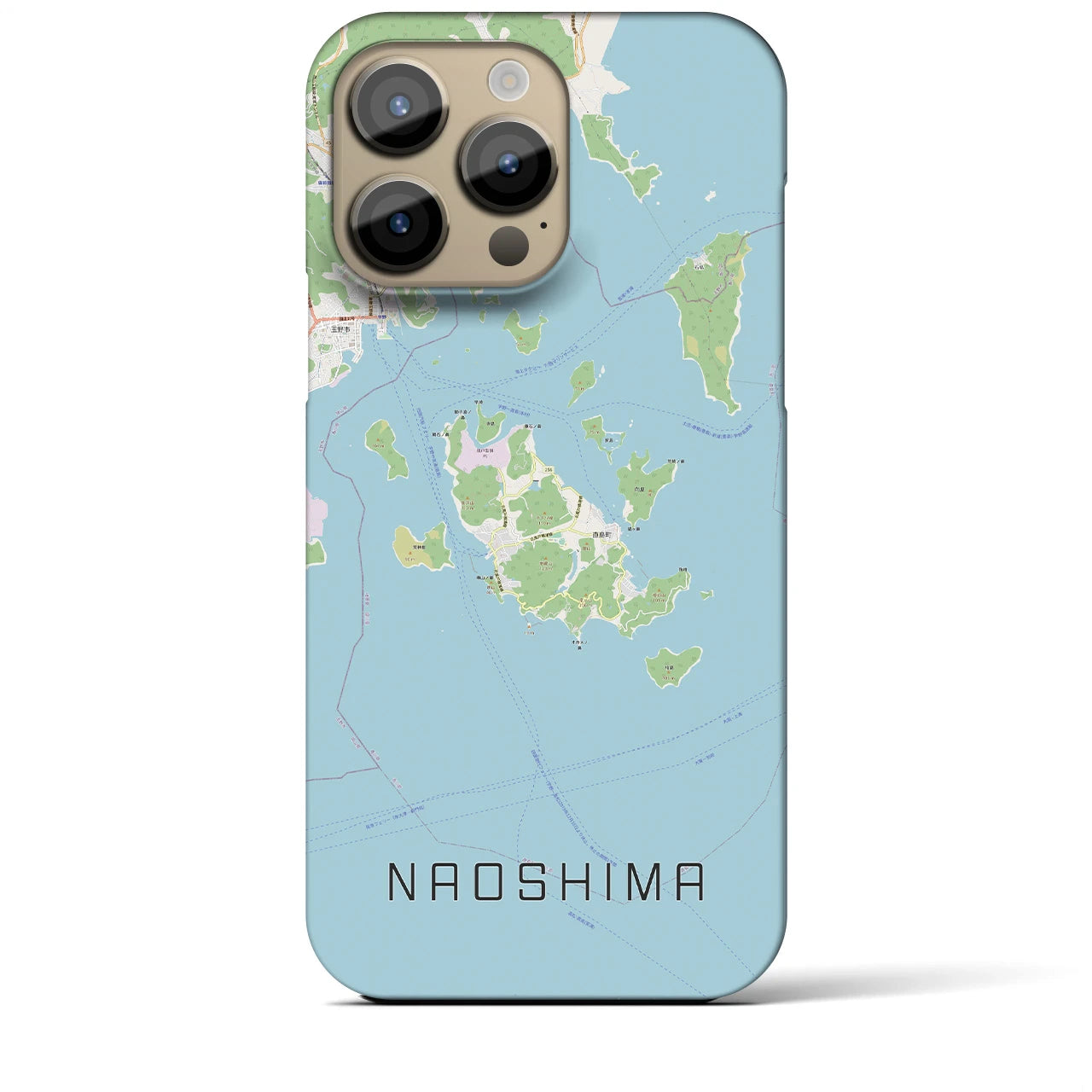 【直島】地図柄iPhoneケース（バックカバータイプ・ナチュラル）iPhone 14 Pro Max 用