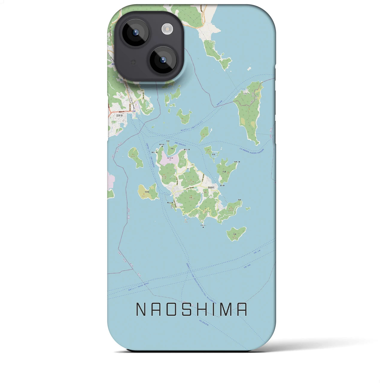 【直島】地図柄iPhoneケース（バックカバータイプ・ナチュラル）iPhone 14 Plus 用