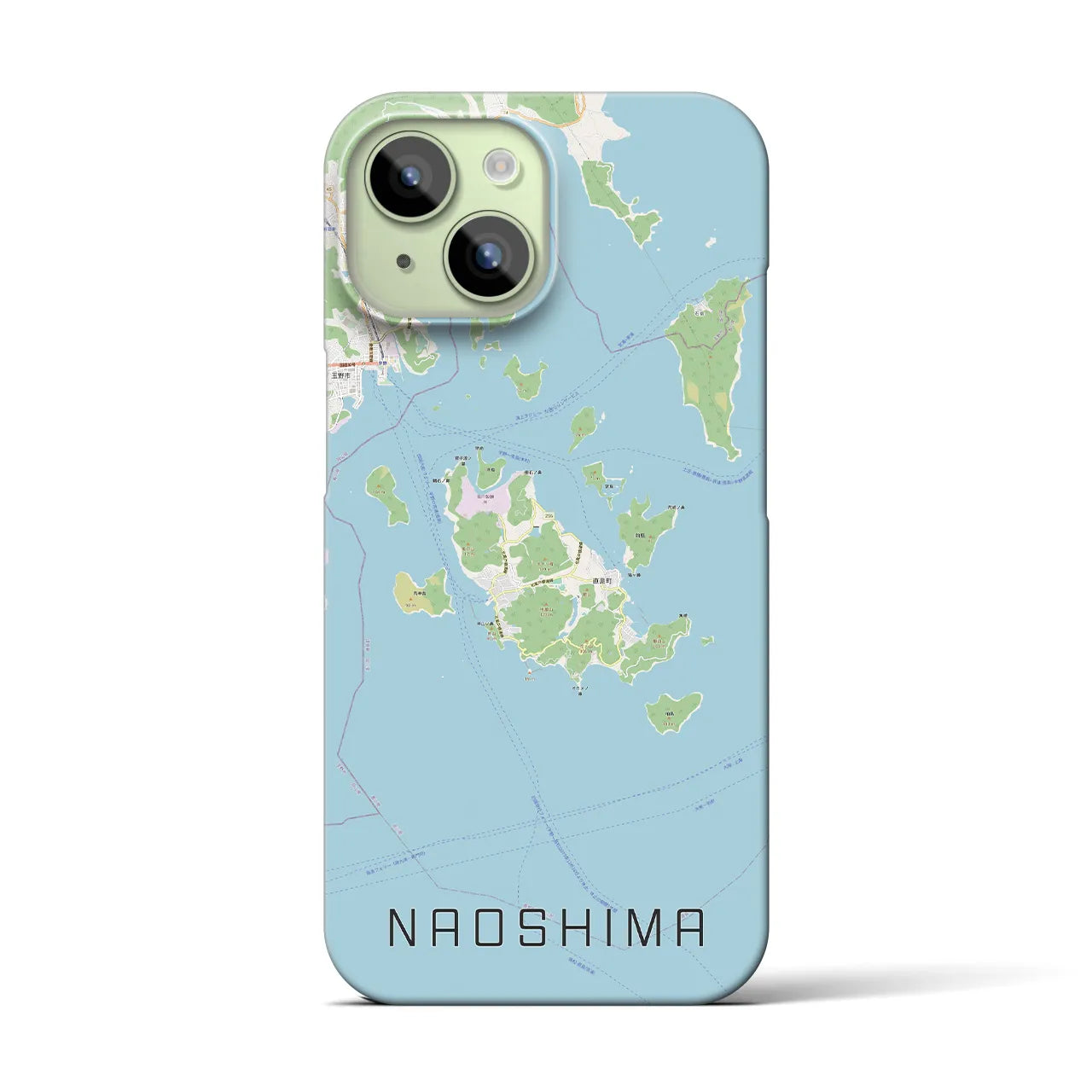 【直島】地図柄iPhoneケース（バックカバータイプ・ナチュラル）iPhone 15 用