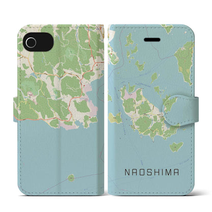 【直島（香川県）】地図柄iPhoneケース（手帳タイプ）ナチュラル・iPhone SE（第3 / 第2世代） / 8 / 7 / 6s / 6 用