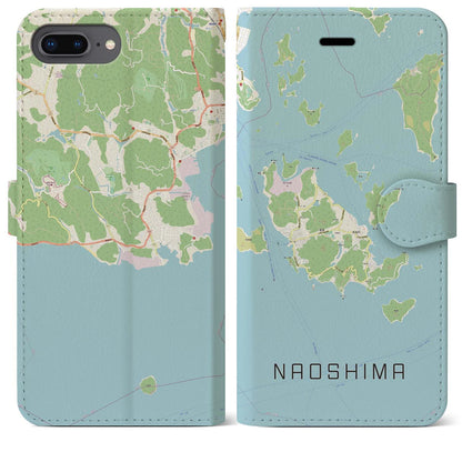 【直島（香川県）】地図柄iPhoneケース（手帳タイプ）ナチュラル・iPhone 8Plus /7Plus / 6sPlus / 6Plus 用