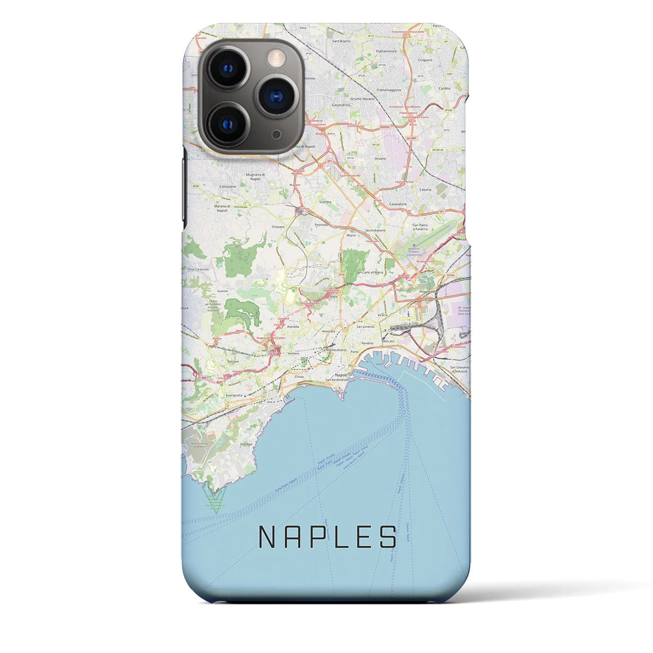 【ナポリ】地図柄iPhoneケース（バックカバータイプ・ナチュラル）iPhone 11 Pro Max 用